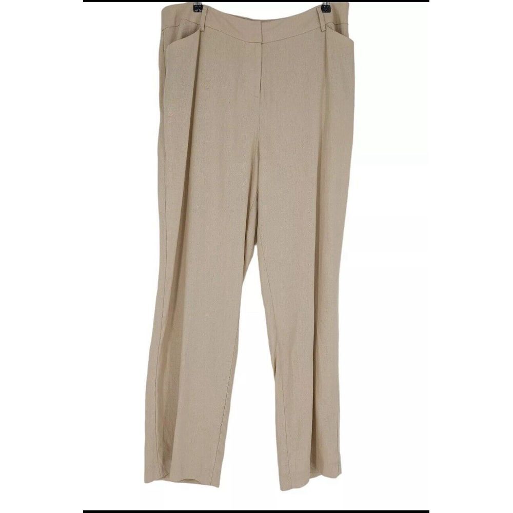 Cato Straight Leg Dress Pants Linen Beige High Rise Lightweight Womens 18W